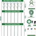 6 Pack Plant Support Plant Stakes for Indoor and Outdoor Plants, 44.8 Plant Sticks with Plant Clips Twist Tiers and Plant Tiers for House Potted Plants, Monstera Plant Support for Climbing Plants