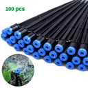 100PCS Blue,Green Quick-Connect Drip Irrigation Emitters Fan Shape for 1/4 inch Irrigation Tubing, Adjustable Water Flow Drip Emitters with Stake, 360 Degree Sprayer for Irrigation System (100,1/4)