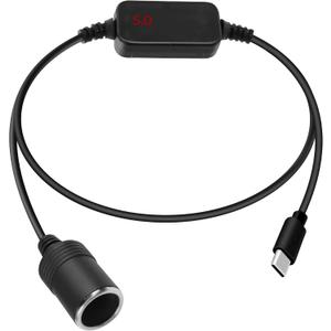 GELRHONR USB C to 12V Adapter, USB C to Cigarette Lighter Adapter, PD Type C to 12 Volt Cigarette Lighter Socket with Voltmeter Display, for Charger, GPS, Dash Cam (1.2M)