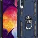 Dishibei Military Grade Drop Impact for Samsung Galaxy A50 Case 360 Metal Rotating Ring Kickstand Holder Magnetic Car Mount Armor Heavy Duty Shockproof Case Galaxy A50/ A50s/ A30s Phone Case (Blue)