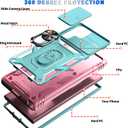 Case for Galaxy S22 Ultra, Shockproof Impact Resistant with Slide Lens Protective Cover Case for Samsung Galaxy S22 Ultra 6.8" (Pink Green)