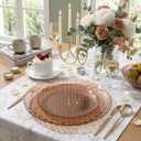 Festiva 60PCS Clear Brown Plastic Plates - Heavy Duty Weave Pattern Fancy Disposable Plates -serve for 30 guests Include 30PCS 10" & 30PCS 7" Plates for Birthday&Easter Party(Mocha Mousse)
