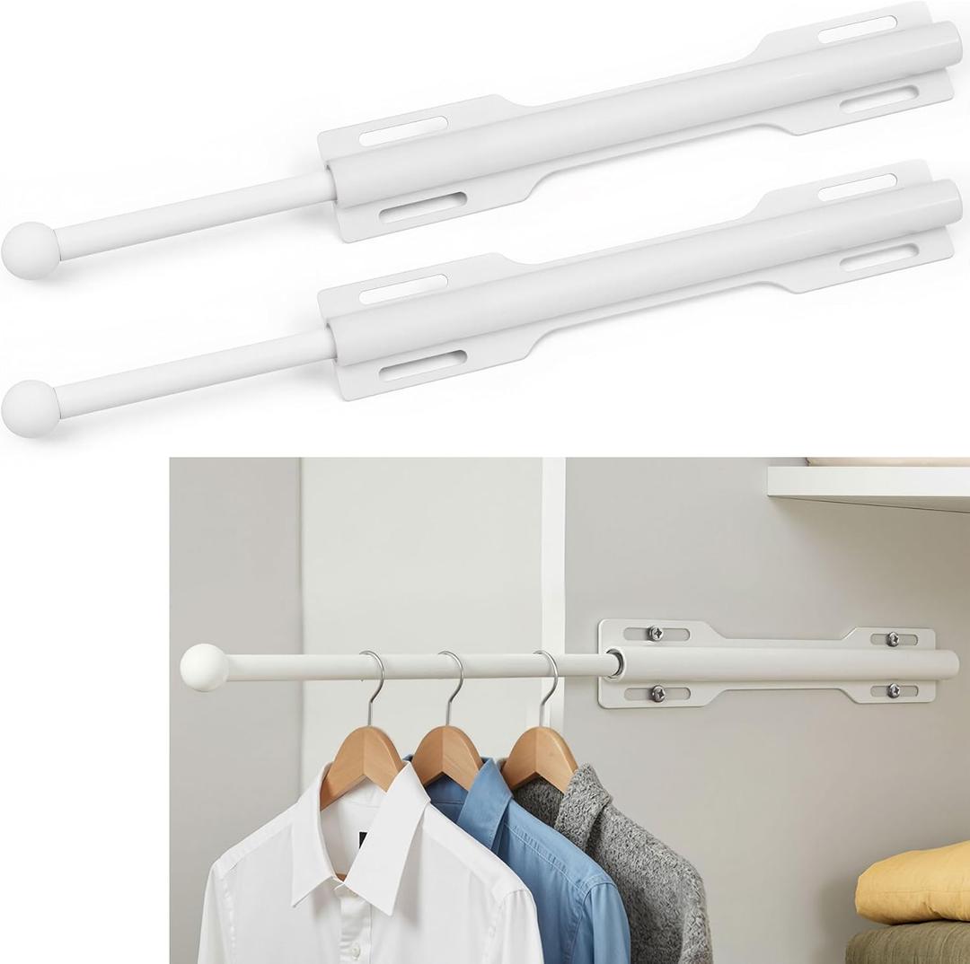 LOMILD Pull-out Valet Rod for Closet 2 Pack, White