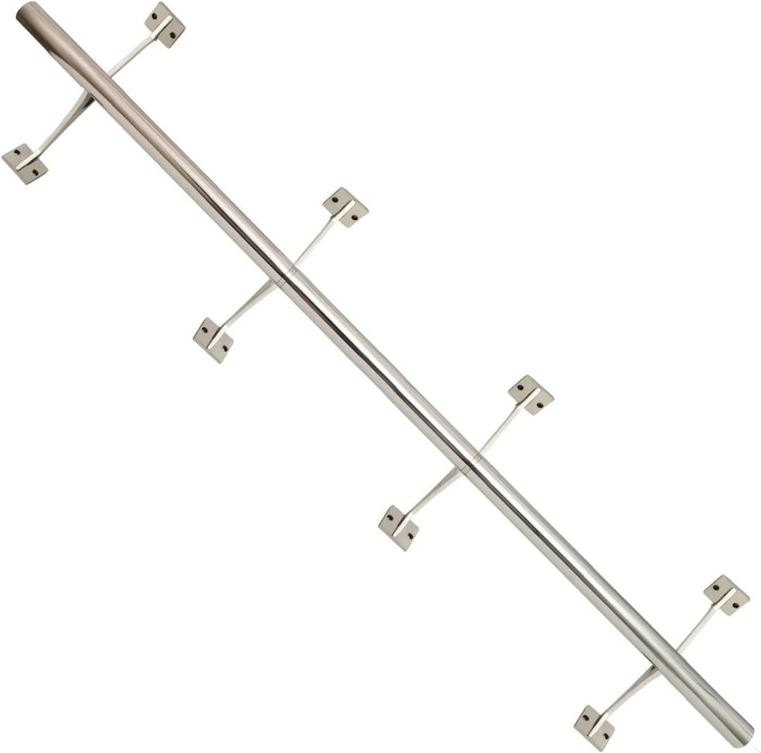 8FT Bar Foot Rail Kit  2" OD Stainless Steel Bar Rest with Floor & Wall Mount Hardware for Indoor/Outdoor Use