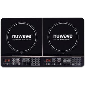 Nuwave Double Induction Cooktop, Powerful 1800W, 2 Large 8 Heating Coils, Independent Controls, 94 Temp Settings from 100F to 575F in 5F Increments, 2 x 11.5 Shatter-Proof Ceramic Glass Surface