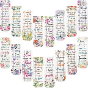 Zonon 48 Pcs Bible Verse Magnetic Bookmarks, Inspirational Scripture Christian Book Markers Religious Motivational Encouragement Flower Page Clips Presents for School Supplies(Floral Style)
