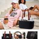 LOVEVOOK Tote Bag for Women, Puffy Work Tote with Large Cup Holder, Quilted Laptop Bag Travel Tote Shoulder Bag Handbag
