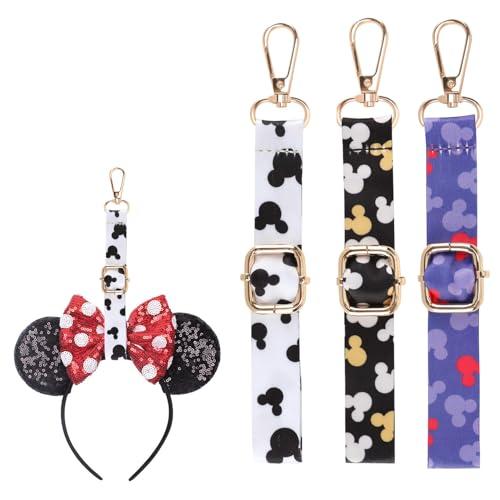 3Pcs Mouse Ear Holder for Backpack Headband Holder Lanyard Trip Accessories Adjustable Keychain Lanyard Organizer Deco