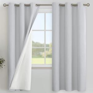 YoungsTex Light Grey Linen 100% Blackout Curtains 72 Inch Length for Bedroom, Thermal Insulated Full Room Darkening Drapes with Grommet for Living Room, 2 Panels, 42 X 72 Inch