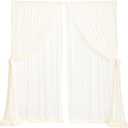 Ling's moment Ivory Sheer Curtains, Chiffon Wrinkle-Free Window Doorway Drapes Backdrop for Sliding Glass Doors Living Room Wedding Party Bedroom Farmhouse Arch Stage, 10ft x10ft 2 Layers