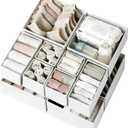 Criusia Drawer Organizer Clothes 12 Pack - Fabric Closet Organizers and Storage for Nursery Organization - Dresser Drawer Dividers for Baby Clothes/Socks/Underwear/Bras - College Dorm Room Essentials (White)