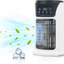 Portable Air Conditioner Fan, MAXROCK Portable AC Personal Mini Air Cooler 6 Speed Desk Air Cooling Fan 7 Colors LED Light with Timing Function for Personal Use