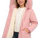 Lovekider 7-14Y Girls Winter Puffer Jacket Thick Warm Coat Cold Weather Hooded Wind-Resistant Parka for School Outdoor Wear