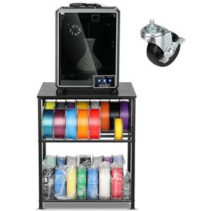 AHOWPD 3D Printer Stand with Filaments Storage - 3D Printer Table Filament Storage Rack Heavy Duty 3D Cart Desk with Wheels for Workshop Studio Office (Black)