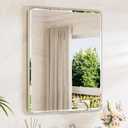 TETOTE Brushed Nickel Mirrors for Wall 30 x 36 Beveled Edge Tempered Glass, Rounded Corner Rectangle Framed Mirror for Modern Bathroom, Living Room, Bedroom, Entryway