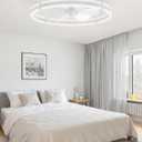 ZMISHIBO 24 Inch Ceiling Fans with Lights and Remote, Modern Low Profile Ceiling Fan, 3000-6000K Dimmable Flush Mount LED Fan Light, 6 Wind Speeds, Fandelier Ceiling Fans for Bedroom- White