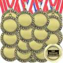 Kigeli 50Pcs Blank Award Medals with Neck Ribbons Winner Participation Medal Awards Make Your Own Kit 1st Place Cheer Participation Sports Trophy Metal Team Prize Gift(Retro)