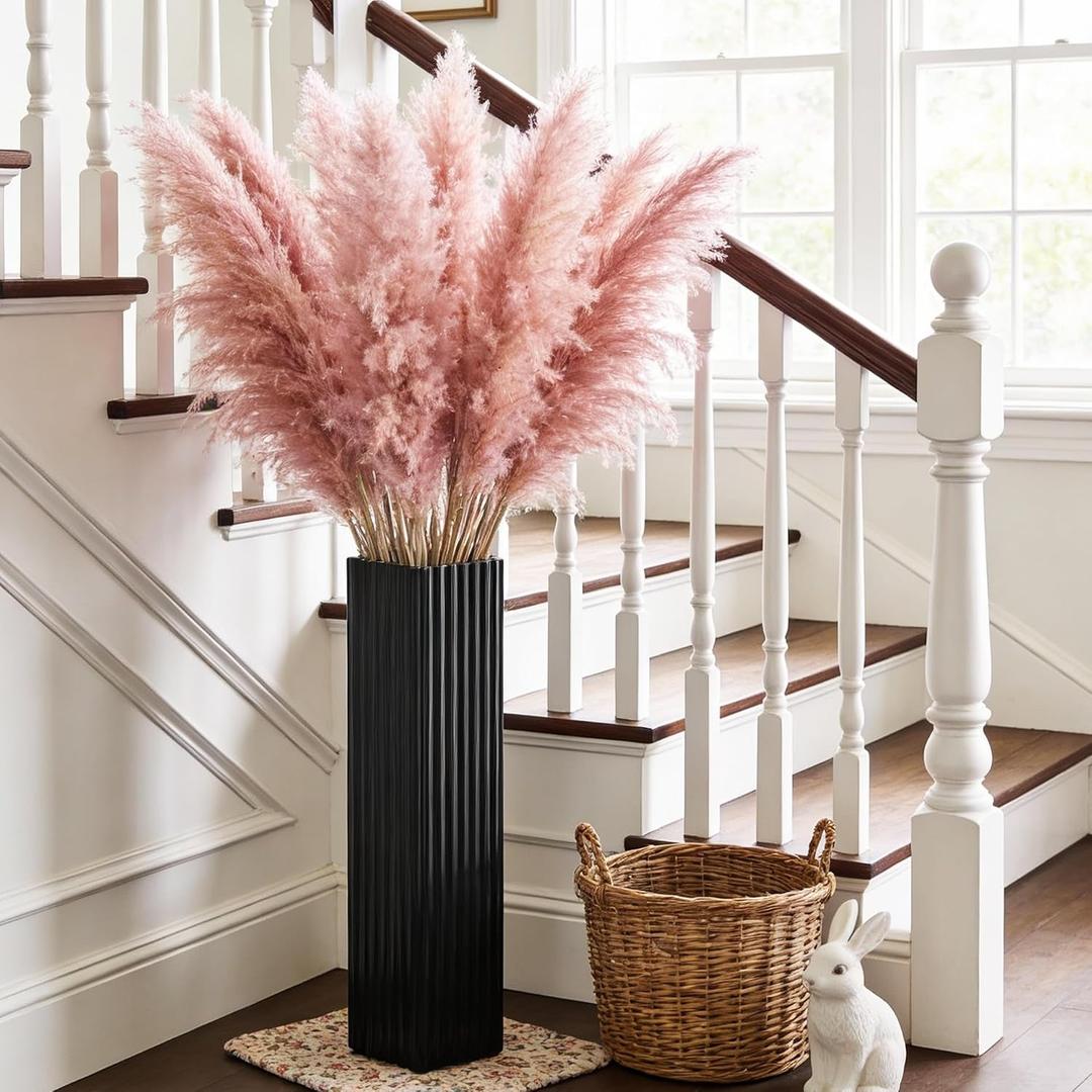 27.5 Inch Tall Floor Vase, Modern Black Resin Vase for Living Room Decor, Waterproof Sturdy Design, Elegant Home Office Decoration