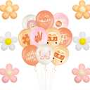 Hiboom 72 Pcs Groovy Retro Hippie Balloons Boho Daisy Party Decor 12 Inch Rainbow Daisy Flower Butterfly Peace Sign Latex Balloons for Kids Girls Two Groovy Birthday Party Decoration Supply(Boho)