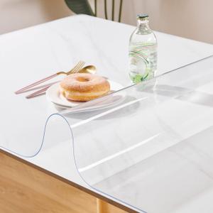 Clear Table Cover Protector 19 x 72 Inch, 1.5mm Thick Plastic Desk Protector Mat, Rectangular Waterproof PVC Placemats, Transparent Mat for Desktop, Dining Room Table, Office Writing Desk