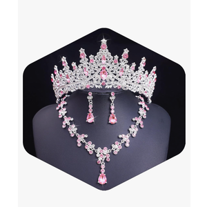 Tiaras and Crowns Jewelry Set for Women Tiaras Earrings and Necklace for Wedding Rhinestone Crystal Bridal Jewelry Sets for Costume Birthday Party Prom Gifts
