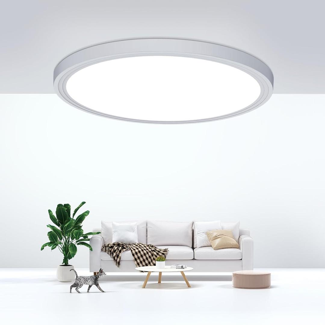 Flush Mount Ceiling Light Fixtures,24W Flat led Light for Ceiling,6000K 2200LM Ultra Thin Round White Lamp for Bedroom Kitchen,Bathroom,Garage,Living Room, Dining Room (1PCS-9Inch)