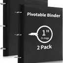 360 Pivotable 3 Ring Binder, Upgraded Foldable Binders 1 inch 2 Pack, Thin Small Three Ring Binder Fits 8.5" x 11", for Home, School and Office Binders Supplies - Black