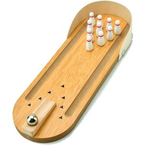 Tabletop Mini Bowling Game Set: Easter Basket Stuffers for Teens Boys Girls Kids Funny White Elephant Gifts for Adults Men Women Wooden Mini Bowling Set for Home Office Desk Toys Stress Relief Gadgets