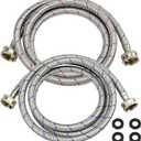 Beaquicy 6 Ft Washer Stainless Steel Hoses Braided Stainless Steel Water Supply Line - Hot and Cold Striped Water Supply Lines for Washing Machine - 2 Pack