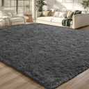 Merelax Modern Soft Fluffy Small Shaggy Rug for Bedroom Livingroom Dorm Kids Room Indoor Home Decorative, Non-Slip Plush Furry Fur Area Rugs Comfy Nursery Accent Floor Carpet 5X7 Feet,Dark Grey