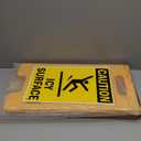 SmartSign 25 x 12 inch Caution - Icy Surface Two-Sided Folding Floor Sign with Symbol, Digitally Printed Polypropylene Plastic, Black and Yellow