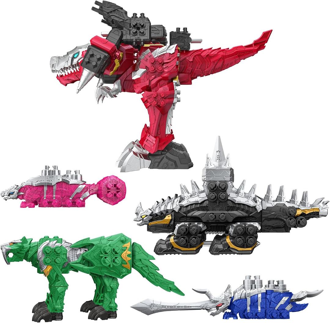 Power Rangers Dino Fury Megazord Mega Pack 5-Pack Zord Action Figure Toys for Kids Ages 4 and Up 