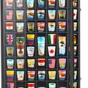 Black Shot Glass Display Case Large 61 Slots Glass Display Holder Wall Mounted Storage Shadow Box with UV Protection Acrylic Glass Door for Room Decor