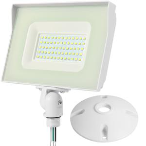 Tesoorda White LED Flood Lights Outdoor, 60W 7200LM IP65 Waterproof Adjustable Knuckle Mount LED Security Light,500W Halogen Equiv,5000K Daylight Dusk to Dawn Flood Light for Yard, Garage