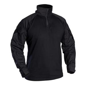 IDOGEAR SPORTS G3 Combat Shirts Men's Tactical Shirt Long Sleeves with Elbow Pads Zipper Collar Top Airsoft Military Outdoor Clothing (Black, X-Large)