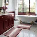 Bathroom Rugs and Mats Sets, 2 Piece Thick Absorbent Chenille Bath Mat Rug Set Non Slip, Soft Shaggy Bath Room Floor Mats for Bathroom, Machine Washable (Burgundy Red, 20" x 32" Plus 16" x 24")