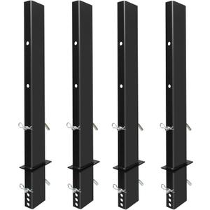 SALUINOKI 4 Pack Upgraded 30 inch Pipe Stake Black for Flatbed Trailer with 1/2 D Ring Welded, 30 inch Flatbed Trailer Stake Side Rail