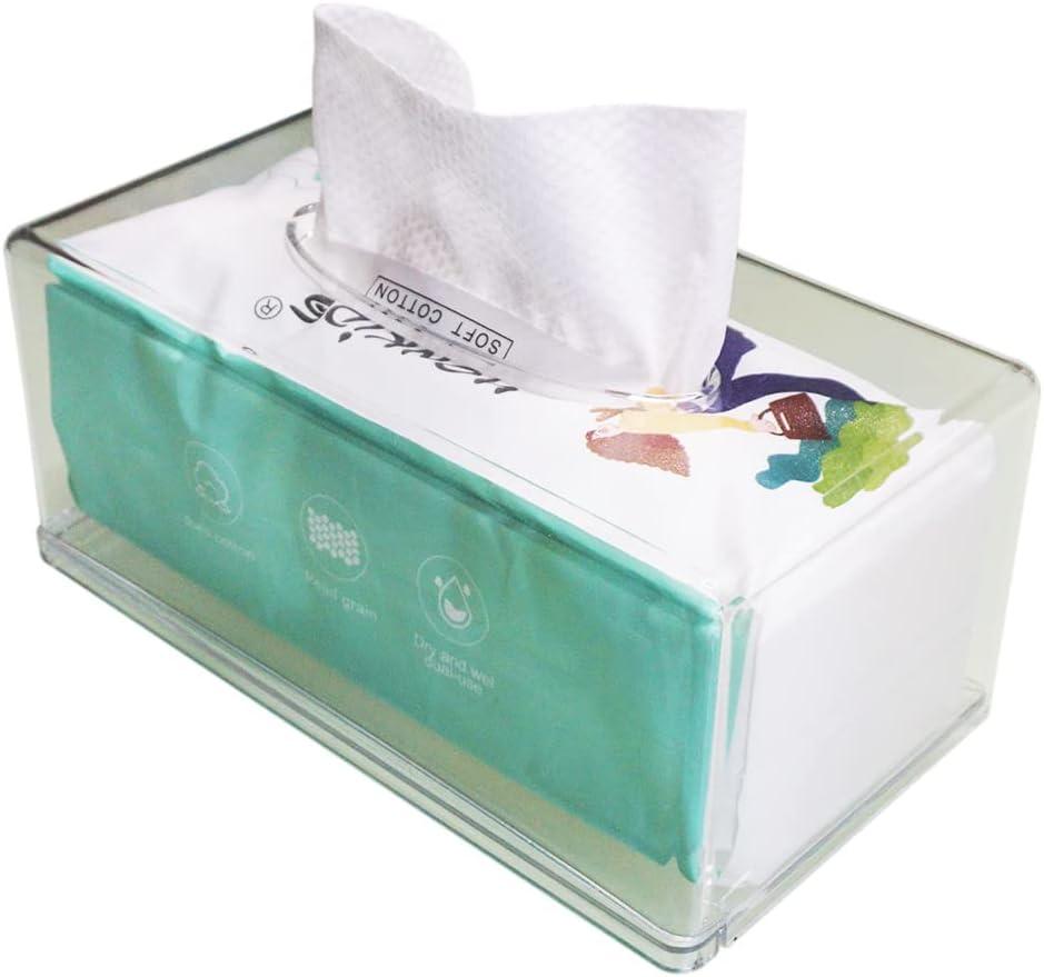 Rectangular Clear Acrylic Tissue Box, Big Box Covers Square, Bathroom Facial Napkin Box Holders, Table Clear Dryer Sheet Dispenser for Bathroom, Kitchen and Cars