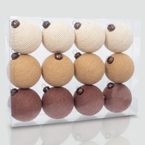 12PCS Rustic Burlap Christmas Ornaments, 3.15" Handmade Jute Rope Balls, Farmhouse Christmas Tree Decorations, Boho Natural Hanging Ornaments for Holiday, Party & Home Dcor (Multicolor)