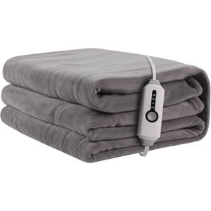 Electric Heated Blanket 72"x84" Full Size, Soft Coral Fleece with 4 Heating Levels and 10 Hours Auto-Off, Machine Washable, Cozy Plush Fabric for Home, Light Gray (002-light Grey)