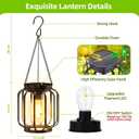 Solar Hanging Lanterns Outdoor Waterproof: 4 Pack Metal Solar-Powered Lights with Hook, Bright Warm Lantern Decor for Outside, Classic Outdoor Lighting for Yard Garden Patio Porch Balcony Decorations