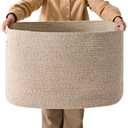 ICERZCZ Large Storage Basket for Organizing, Blanket Basket for Living Room, Large Toy Baskets for Storage, Woven Cotton Rope Baskets for Blankets, Clothes, Shoes, Brown, 25”x16”x16” (105L)