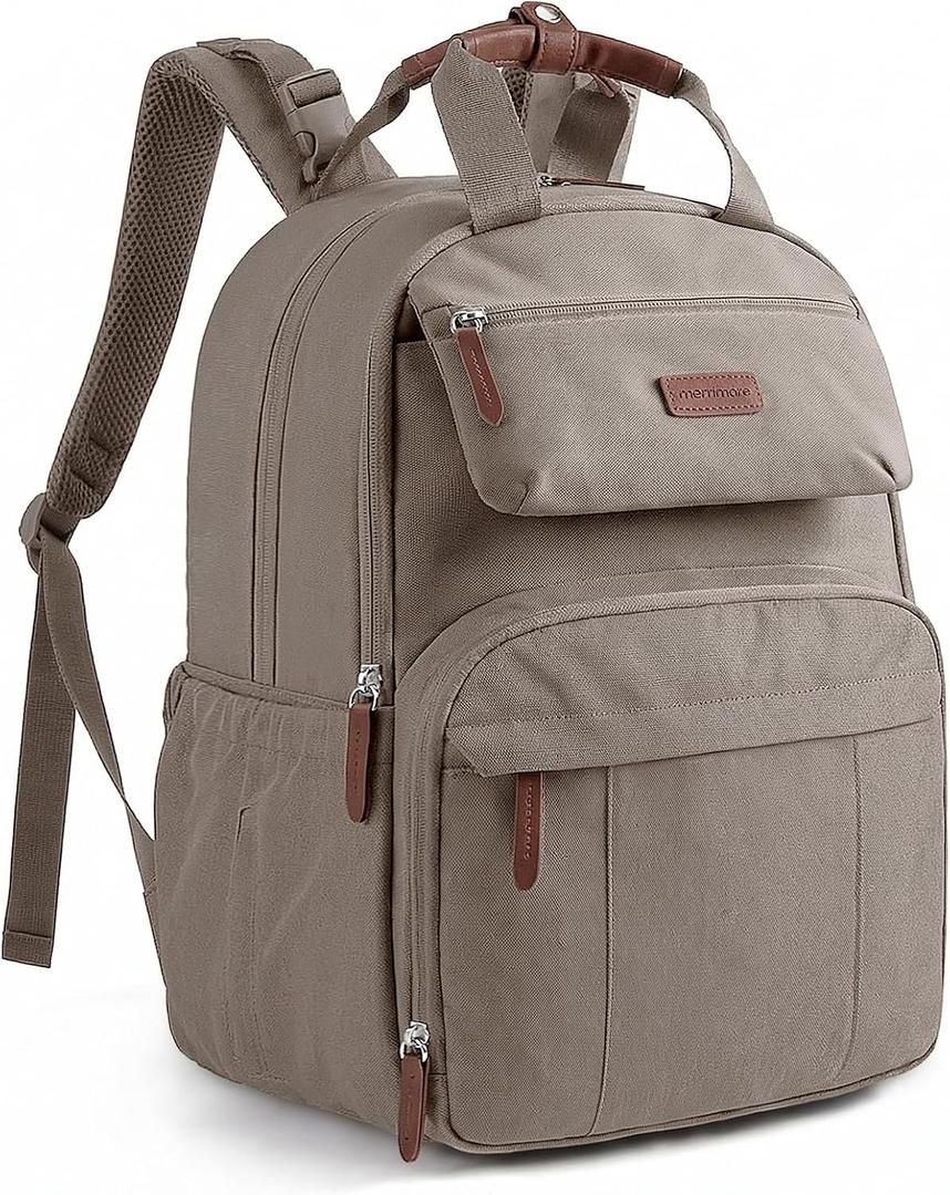 mommore Diaper Bag Backpack, Large Diaper Bag Travel Backpack for Mom Dad, Quick Access Baby Bag with Insulated Pockets, Changing Pad, Stroller Straps (1-coffee Brown)