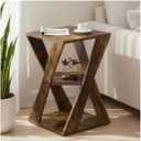 HOMELA End Table, Modern Wooden Side Table for Small Spaces, Small End Table for Living Room, Bedroom Nightstand（Rustic Brown+ Classic Black）