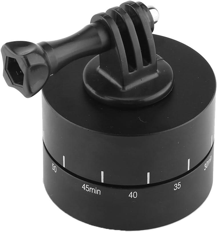 Rotating Tripod, Metal Clockwise Setting Direction Bearing Time Lapse Rotator, Black 360 60 Minutes Panning Rotating Tripod Time Lapse Stabilizer, 1/4 Screw for Smartphones Cameras