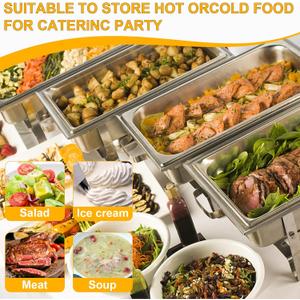 VOISEN 2 Pack Hotel Pans, 2.5" Deep, Anti-Jamming, Commercial Stainless Steel Steam Table & Catering Food Pans