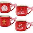 Patelai 4 Pcs Christmas Coffee Mugs Set 5 oz Mini Espresso Cups Ceramic Mugs with Handle for Coffee Bar Tiered Tray Decoration Holiday Party Gift