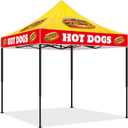 Oudain 10x10 Hot Dogs Themed Pop Up Canopy Tent Commercial Canopy for Food Vendors Heavy Duty Pop Up Shelter for Outdoor Catering Advertising Stand with Iron Frame and Silver Coated Fabric