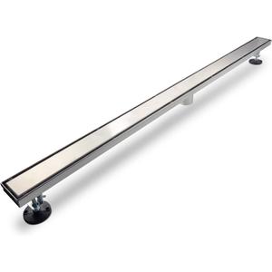 Linear Shower Drain, 60 inch Drain with Tile Insert 2-in-1 Panel, Brushed 304 Stainless Steel Shower Floor Drain, Linear Drain with Hair Strainer and Adjustable Feet