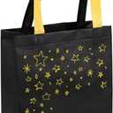 Black and Yellow Starry Night Recyclable Non-Woven Tote Bag, Black and Gold Gift Bag, Reusable Grocery Store Bags